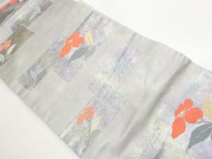 短冊に草花・実模様織出し名古屋帯